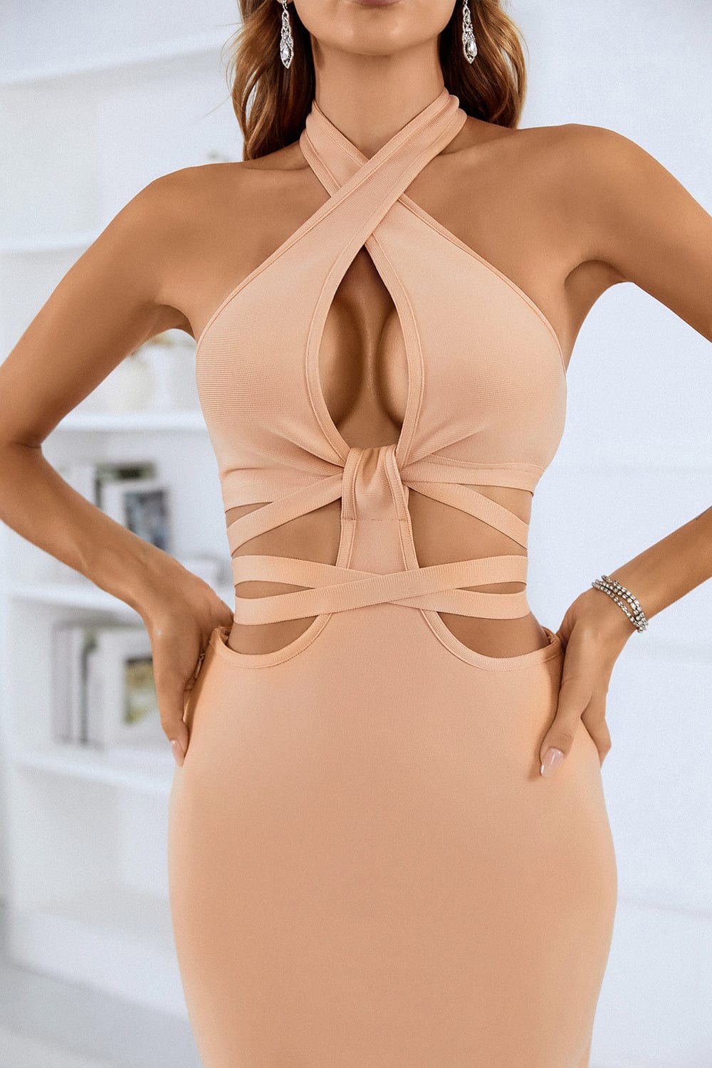 Ariela Halter Cut Out Maxi Bandage Dress Ins Street