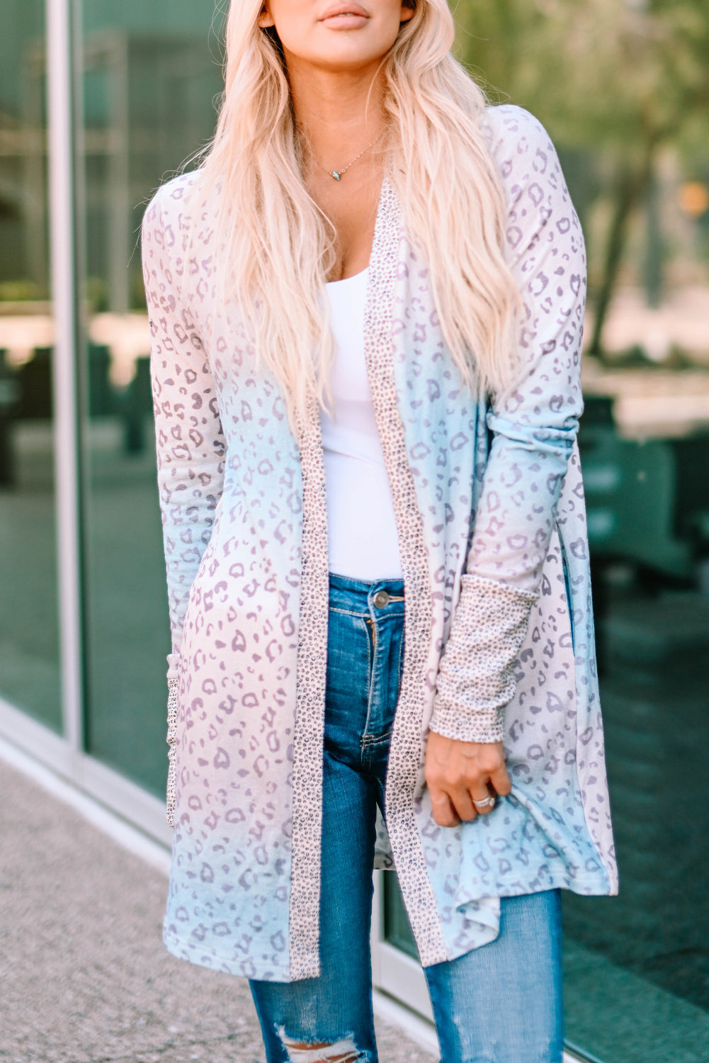 Leopard Gradient Open Front Cardigan Ins Street