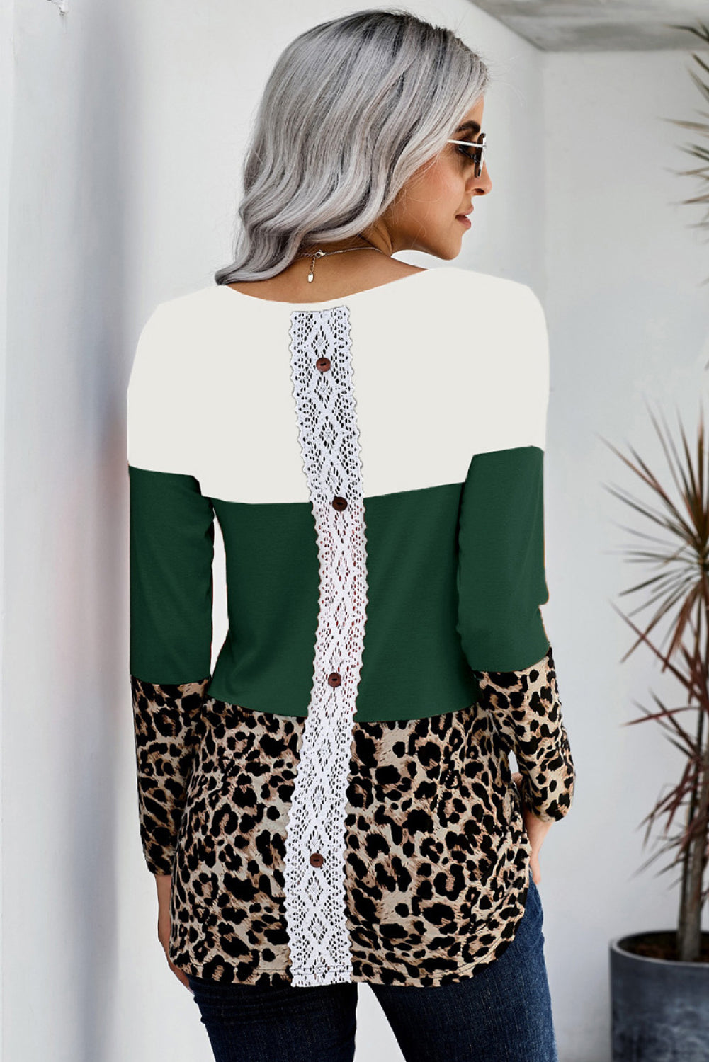 Lace Back Leopard Cut & Sew Tee Ins Street