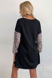 Leopard Print Sleeve Sweatshirt Dress Ins Street