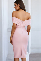 Off-Shoulder Back Slit Bandage Dress Ins Street