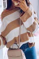Loose Autumn & Winter Striped Pullover Sweater Ins street
