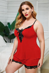 Lace Trim Plus Size Pajamas Set Ins Street