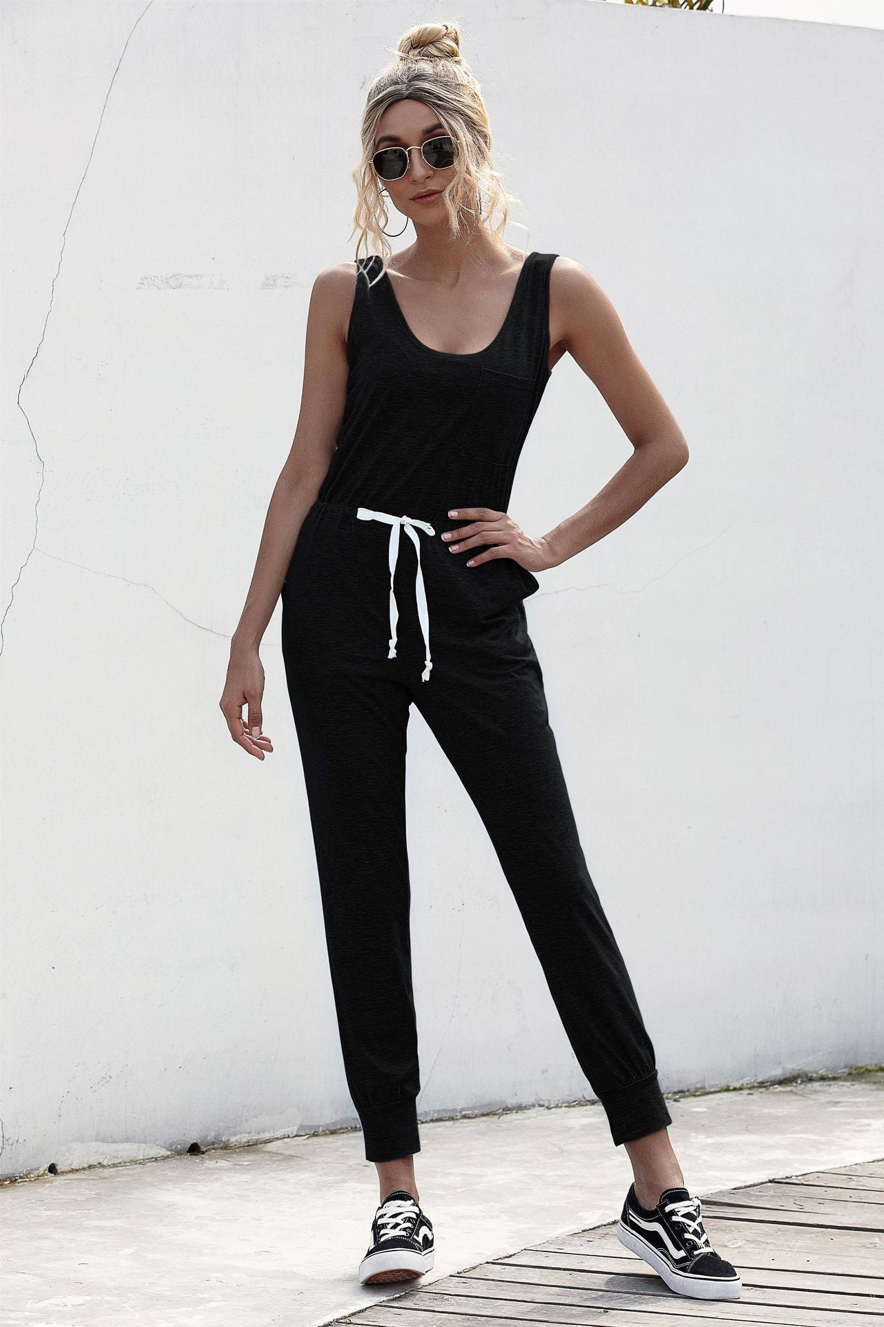 Knot Sleeveless Waist Jumpsuit Ins Street