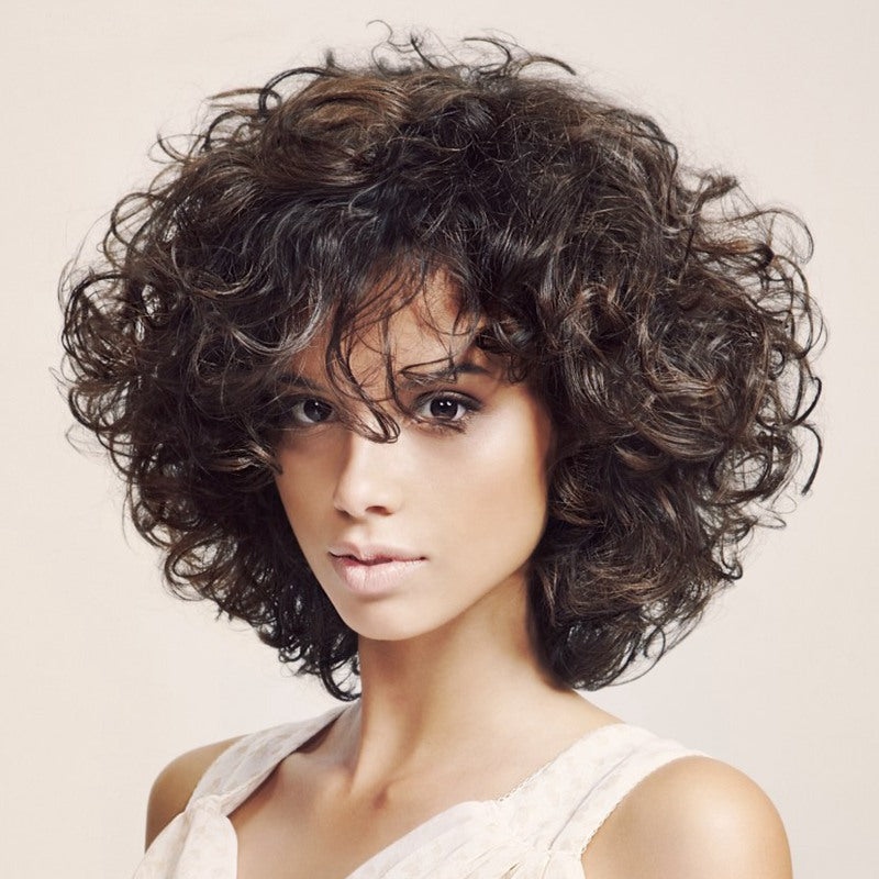 Women's short curly hair wig headgear Ins street