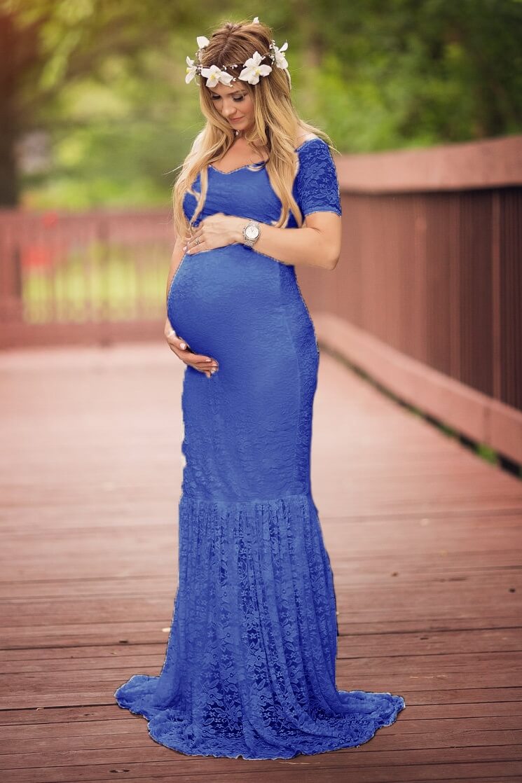 Lace Fishtail Maternity Maxi Dress Ins street