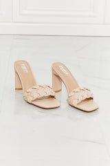 MMShoes Top of the World Braided Block Heel Sandals in Beige Ins Street