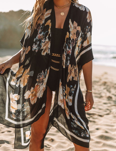 Exuma Floral Kimono - Black – InsStreet