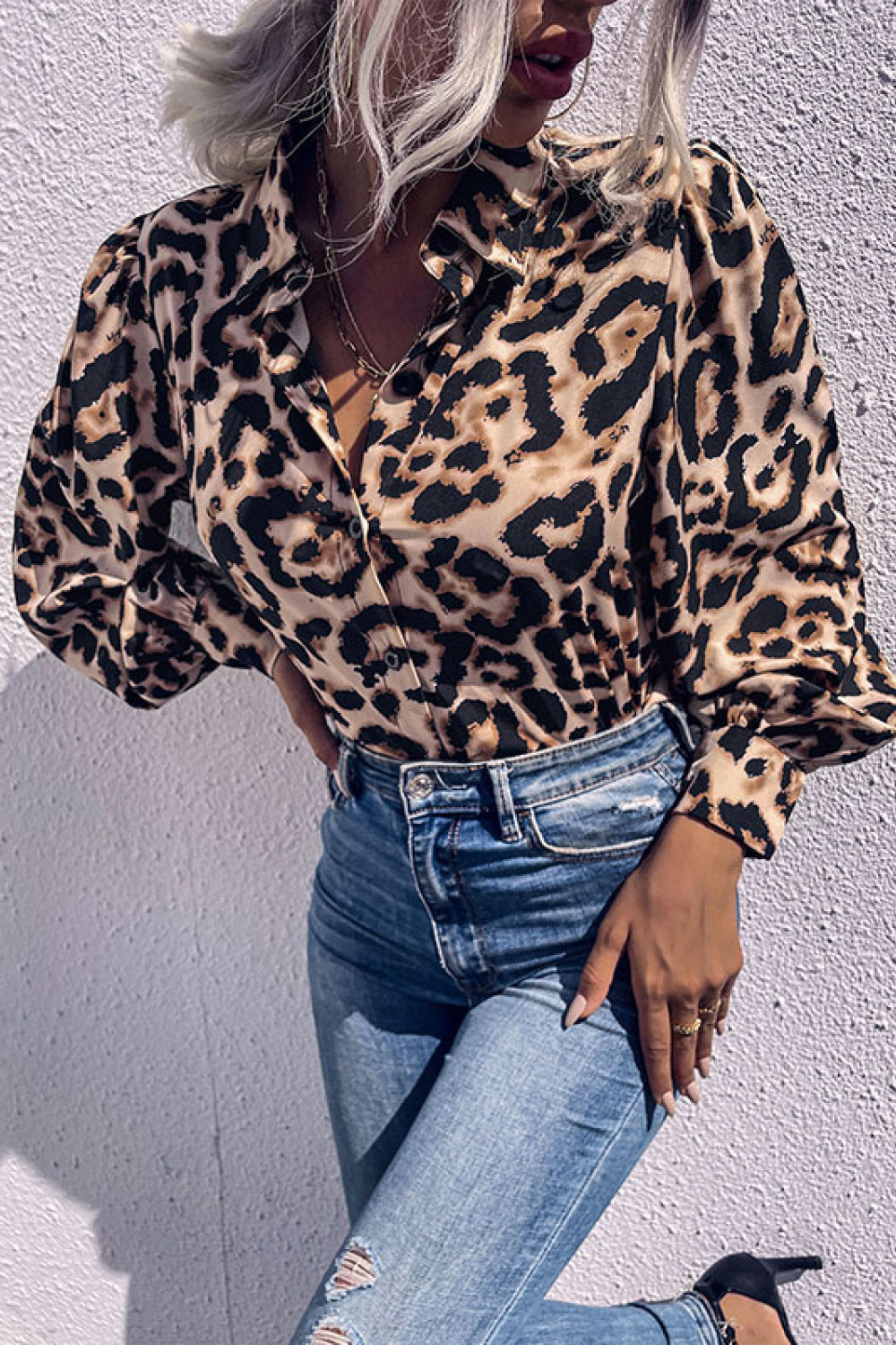 Leopard Printed Button Down Blouse Ins Street