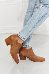 MMShoes Trust Yourself Embroidered Crossover Cowboy Bootie in Caramel Ins Street