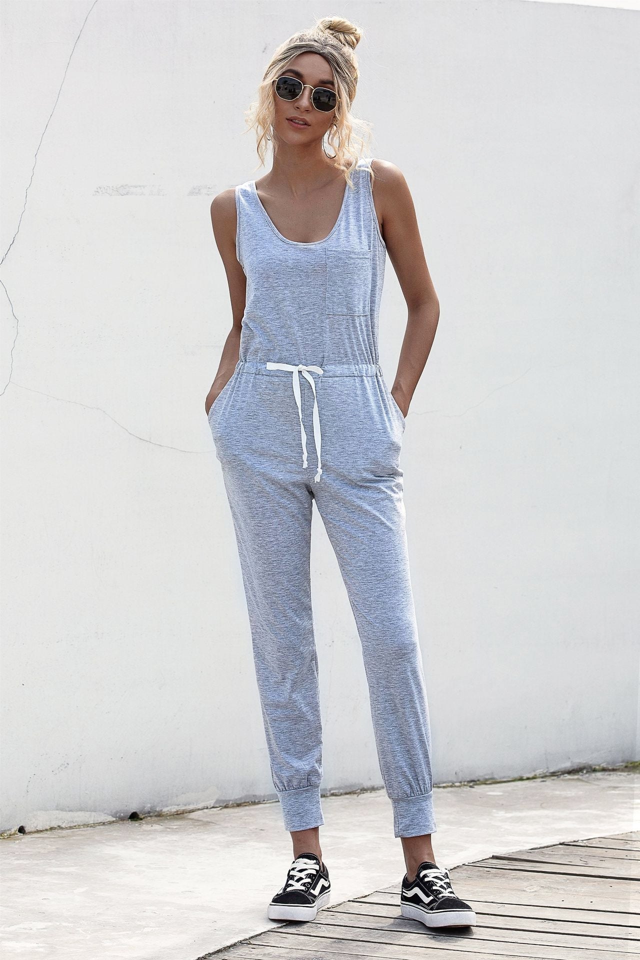 Knot Sleeveless Waist Jumpsuit Ins Street