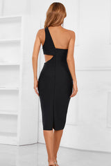 One-Shoulder Cutout Bandage Dress Ins Street