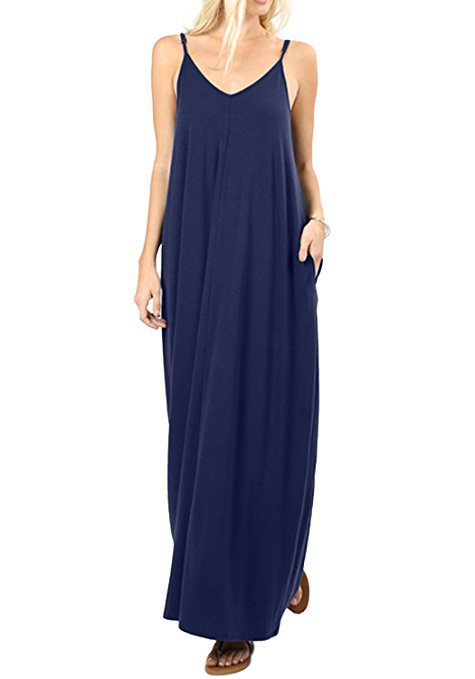 Giselle Tencel Pocketed Olivian Maxi Dress - Dark Blue Ins Street