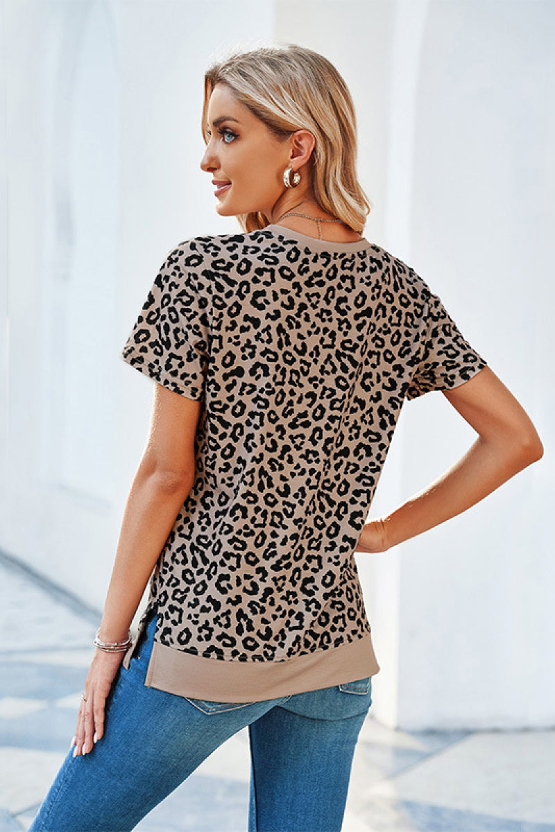 Leopard Print Short Sleeve Tee Ins Street