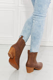 MMShoes Love the Journey Stacked Heel Chelsea Boot in Chestnut Ins Street