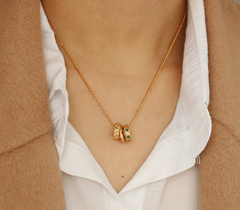 Emerald Zircon Necklace  Simple Graceful and Fashionable Retro Pendant Neck Accessories Clavicle Chain Sweater Chain for Women Ins street