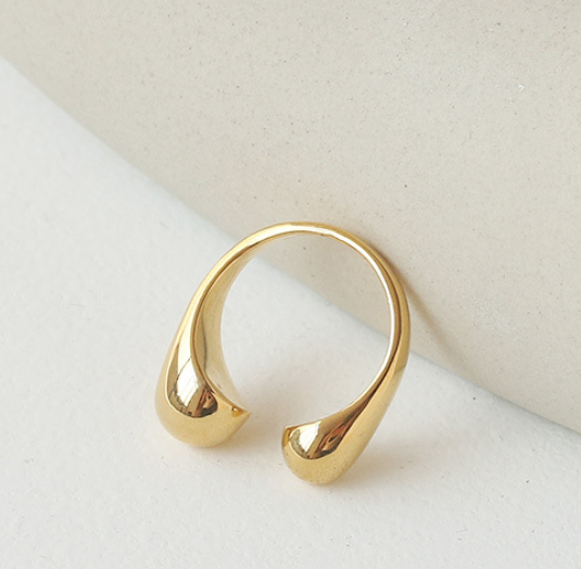 Minimalist Open Ring Female Internet Influencer Cold Style Simple Ball Brass Gold Plated Glossy Ring Bracelet Ins street