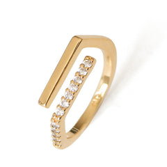 Double-Layer Micro-Inlaid Zircon Ring Women Geometric Line Design  Internet Celebrity Minimalist Ring Bracelet Ins street