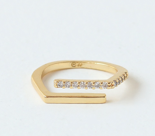 Double-Layer Micro-Inlaid Zircon Ring Women Geometric Line Design  Internet Celebrity Minimalist Ring Bracelet Ins street