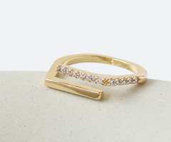 Double-Layer Micro-Inlaid Zircon Ring Women Geometric Line Design  Internet Celebrity Minimalist Ring Bracelet Ins street