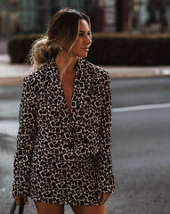 Kylan Pocketed Leopard Crop Blazer Ins Street