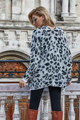 Leopard Longline Cardigan with Pockets Ins Street