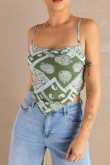 Mixed Print Tie Back Cami Top Ins Street