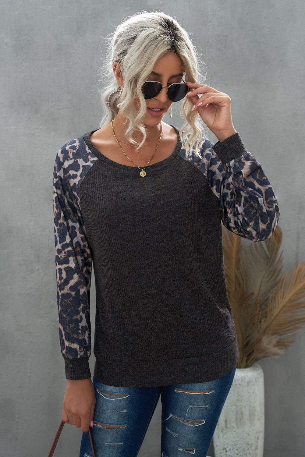 Leopard Raglan Sleeve Tee Ins Street