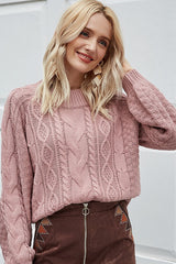 Long Sleeve Cable Knit Loose Sweater Ins street
