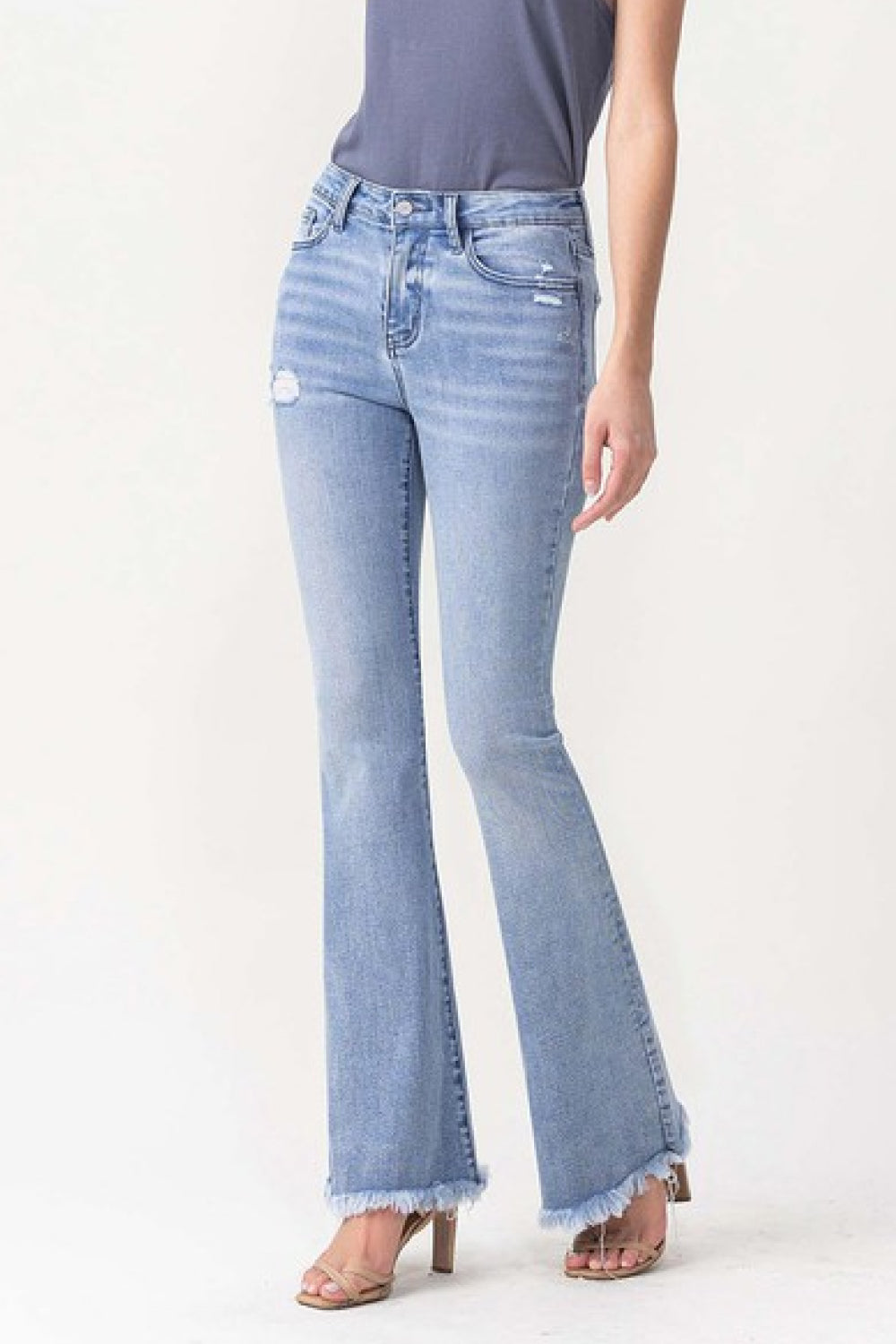 Lovervet Full Size Evie High Rise Fray Flare Jeans Ins Street