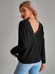 Lace Trim Waffle-Knit Round Neck Top Ins Street