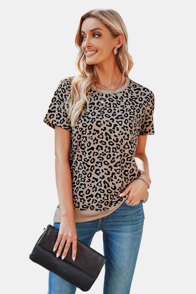 Leopard Print Short Sleeve Tee Ins Street