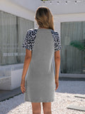 Leopard Print Round Neck Mini Dress Ins Street