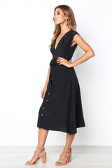 Betsy Button Down Midi Dress - Black - FINAL SALE InsStreet