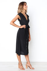 Betsy Button Down Midi Dress - Black - FINAL SALE InsStreet