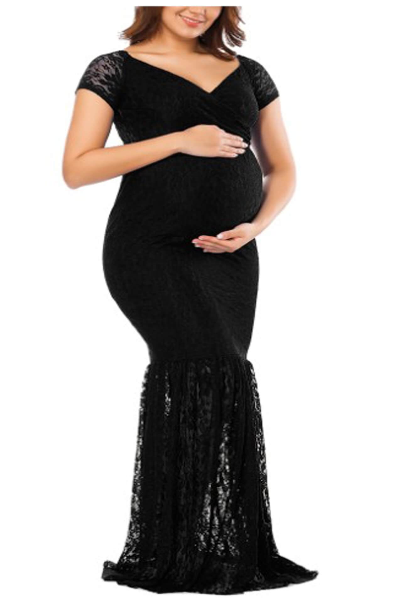 Lace Fishtail Maternity Maxi Dress Ins street