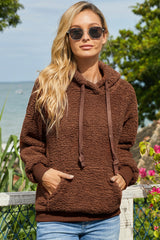 Drawstring Sherpa Hoodie with Pocket Ins Street