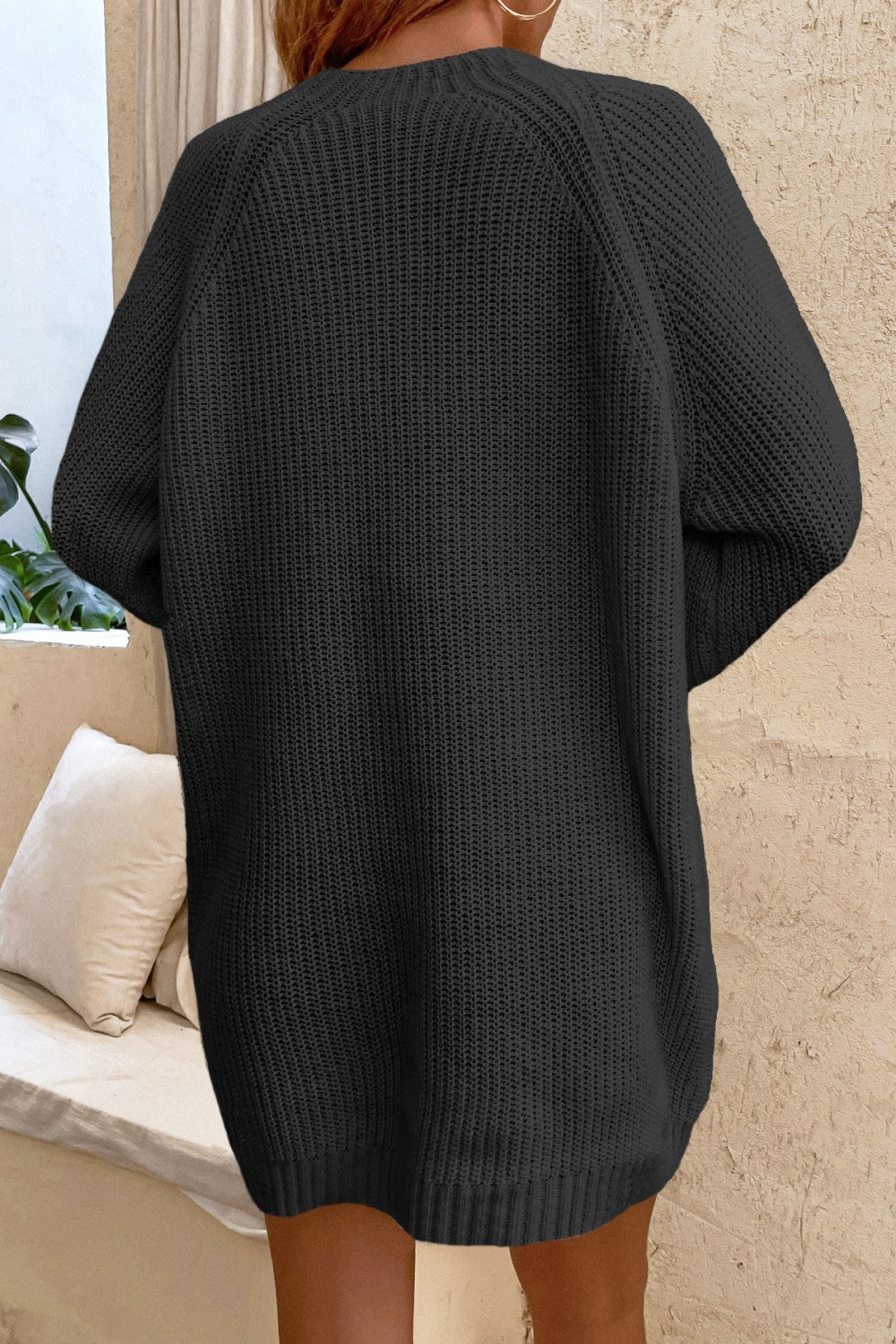 Lace-Up Balloon Sleeve Sweater Dress Ins Street