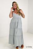 New Colors - Zenana V-Neck Cami Maxi Tiered Dress with Side Pockets Kiwidrop