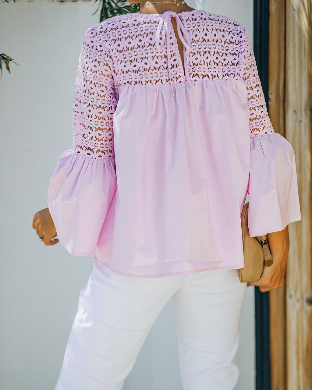 Barberry Cotton Crochet Bell Sleeve Top - Lilac - FINAL SALE InsStreet