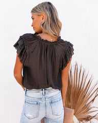 All A Dream Woven Flutter Top - Coal GRAD-001