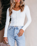 Angelina Cropped Button Down Ribbed Knit Top LUSH-001