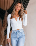 Angelina Cropped Button Down Ribbed Knit Top