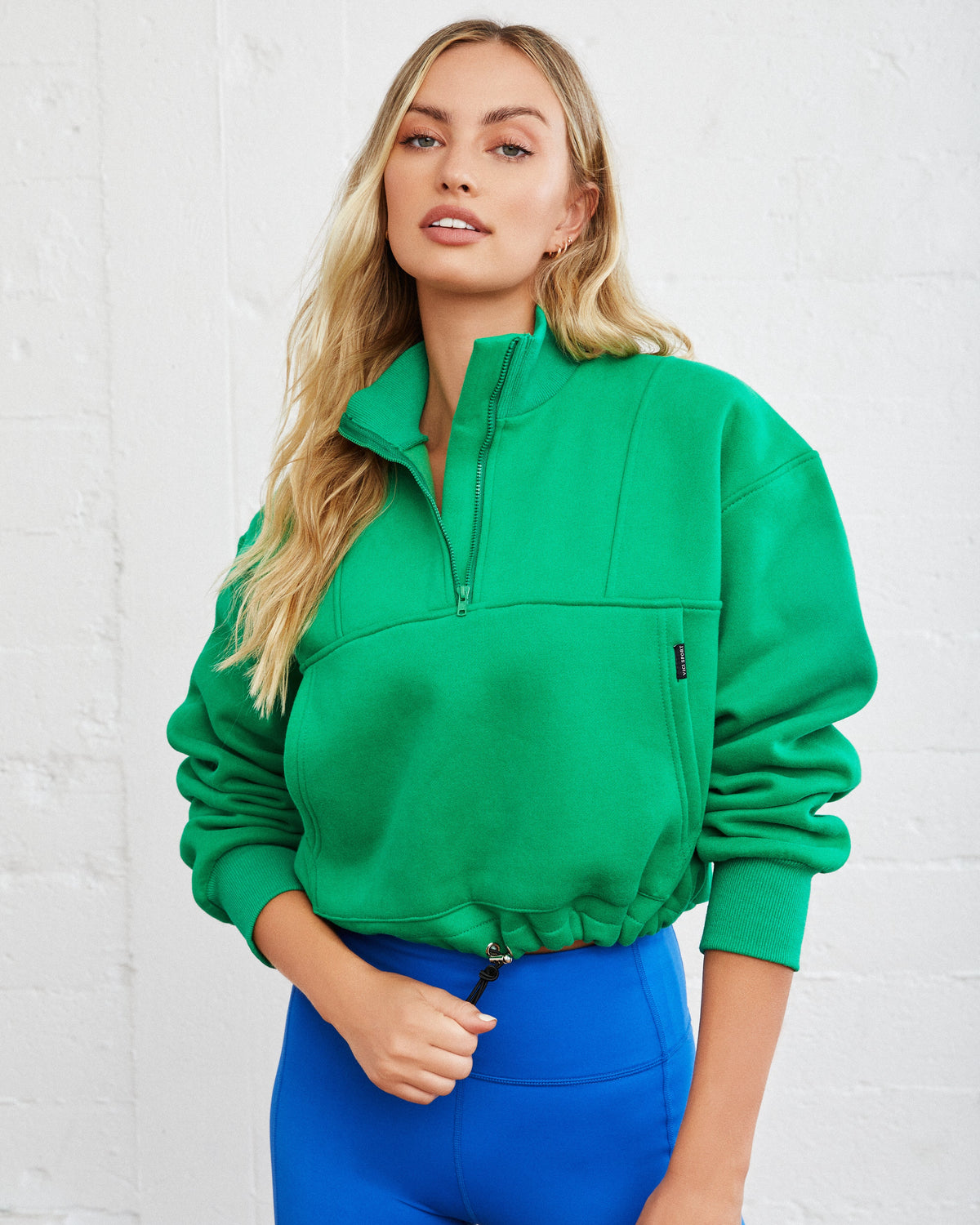 Athletic Cotton Blend Pocketed Half Zip Pullover - Green - FINAL SALE InsStreet