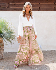 A World To See Floral Tie Front Wide Leg Pants OLIV-001