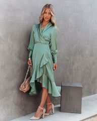 Ayana Satin High Low Wrap Midi Dress - FINAL SALE InsStreet