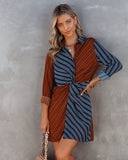 Abby Twist Front Striped Shirt Dress FATE-001