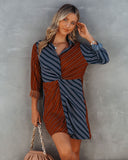 Abby Twist Front Striped Shirt Dress FATE-001
