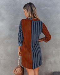 Abby Twist Front Striped Shirt Dress FATE-001