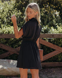 Adelyn Button Down Shirt Dress - Black SHE -001